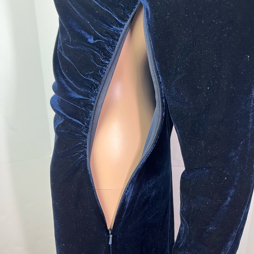 REISS New Camilla Blue Velvet Asymmetric Neck Cutout Party Cocktail Dress - Picture 8 of 12